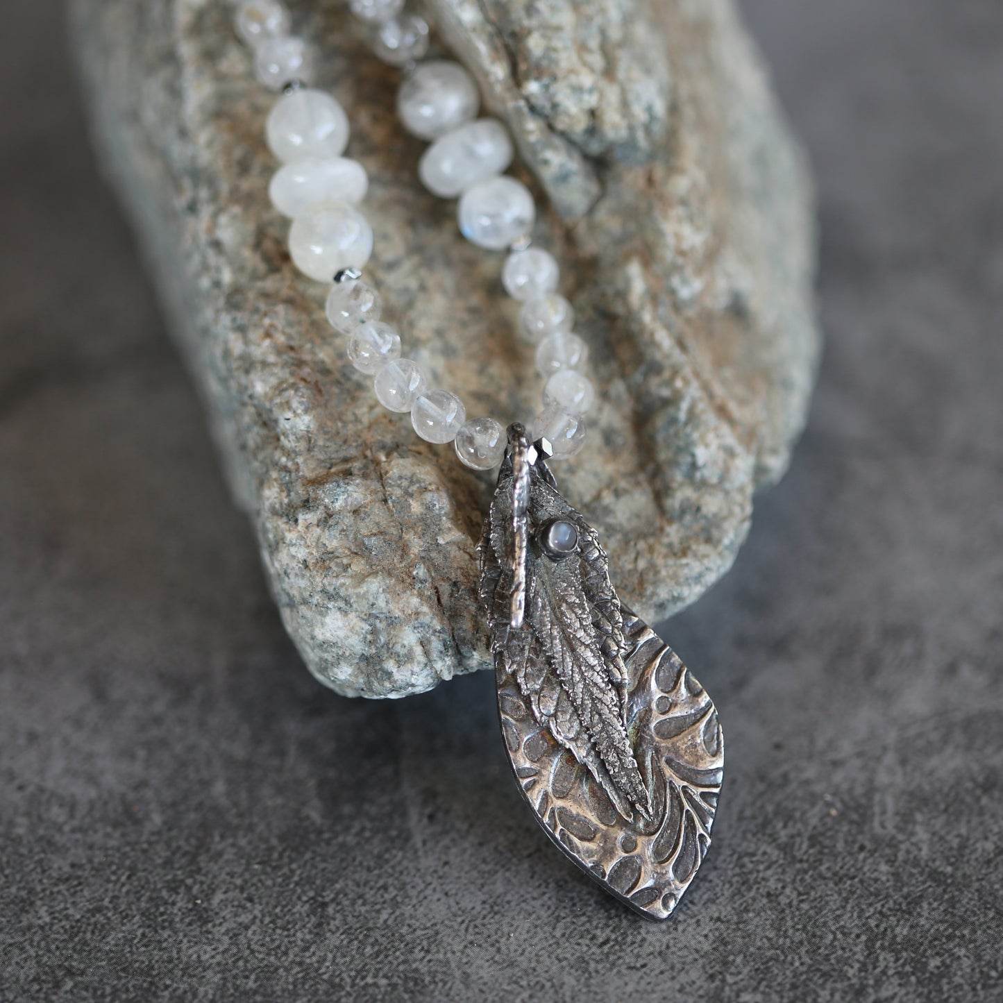 Moonlit Sage Moonstone and Fine Silver Necklace