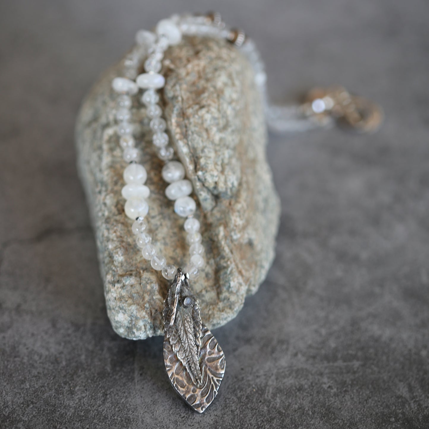 Moonlit Sage Moonstone and Fine Silver Necklace