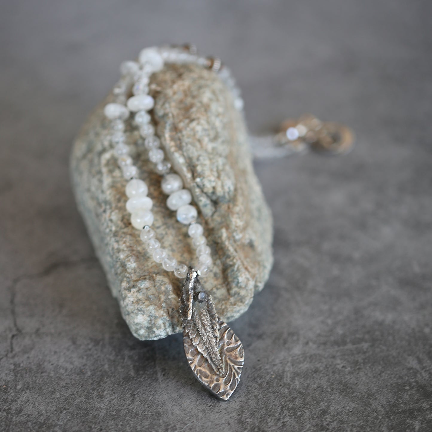 Moonlit Sage Moonstone and Fine Silver Necklace