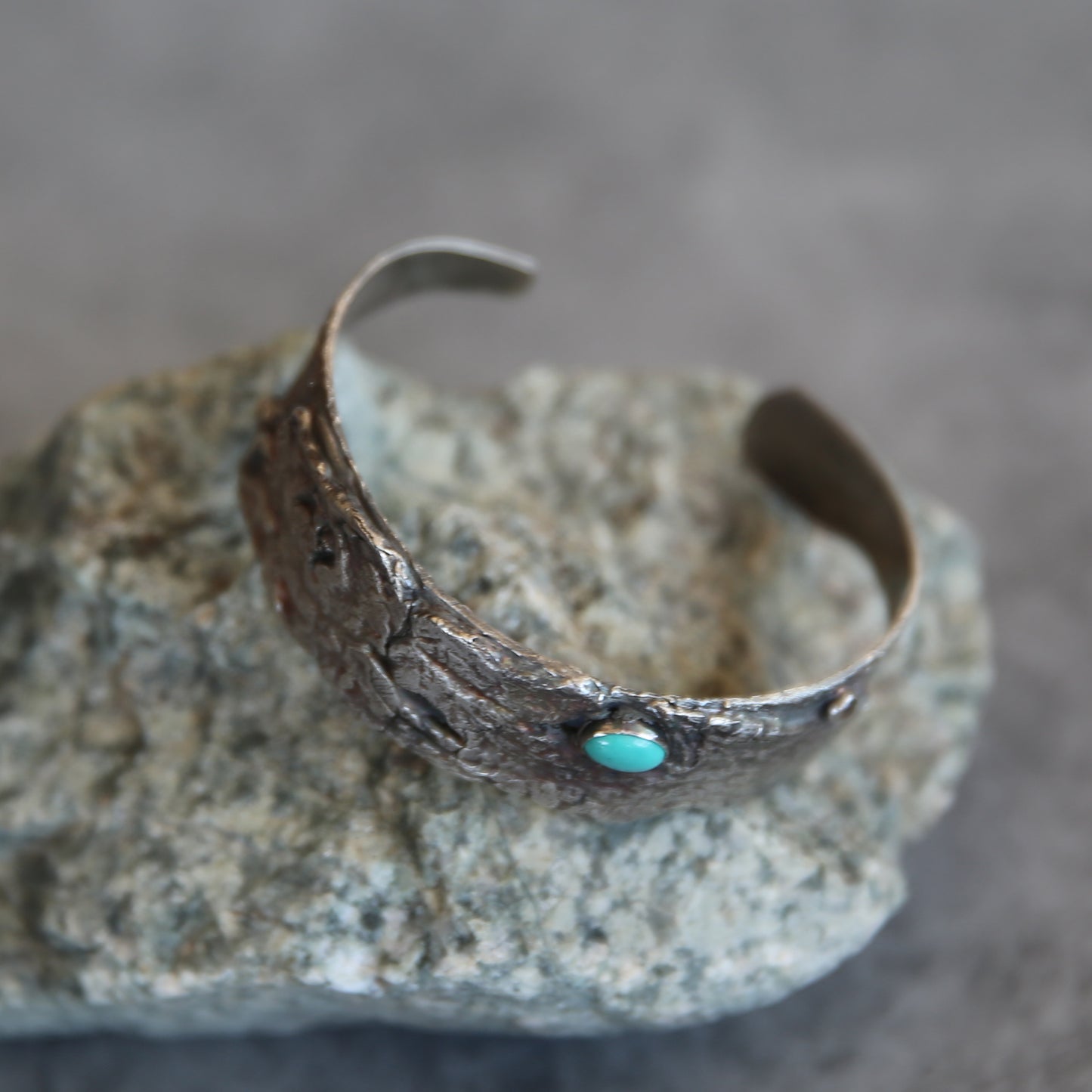 Turquoise and Moonstone Sterling and Fine Silver Bracelet