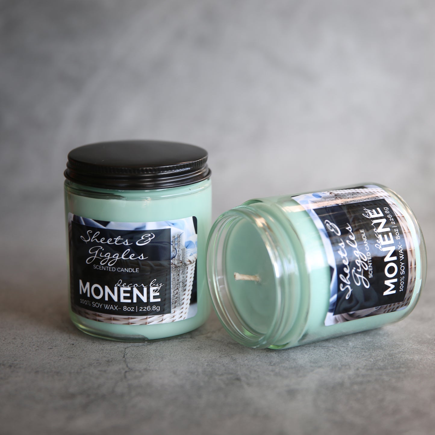 Sheets & Giggles Scented 8oz 100% Soy Wax Candle Glass Jar