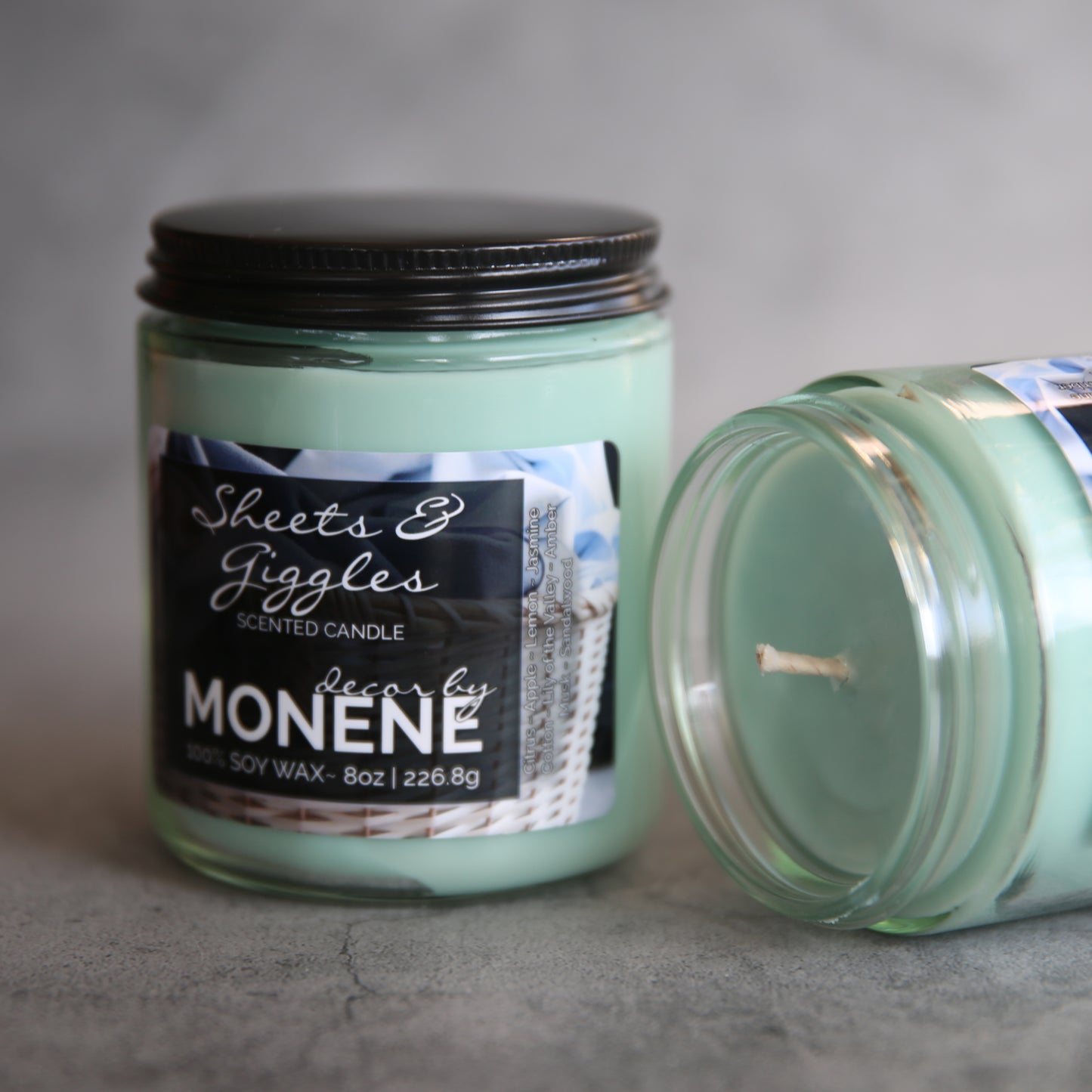 Sheets & Giggles Scented 8oz 100% Soy Wax Candle Glass Jar