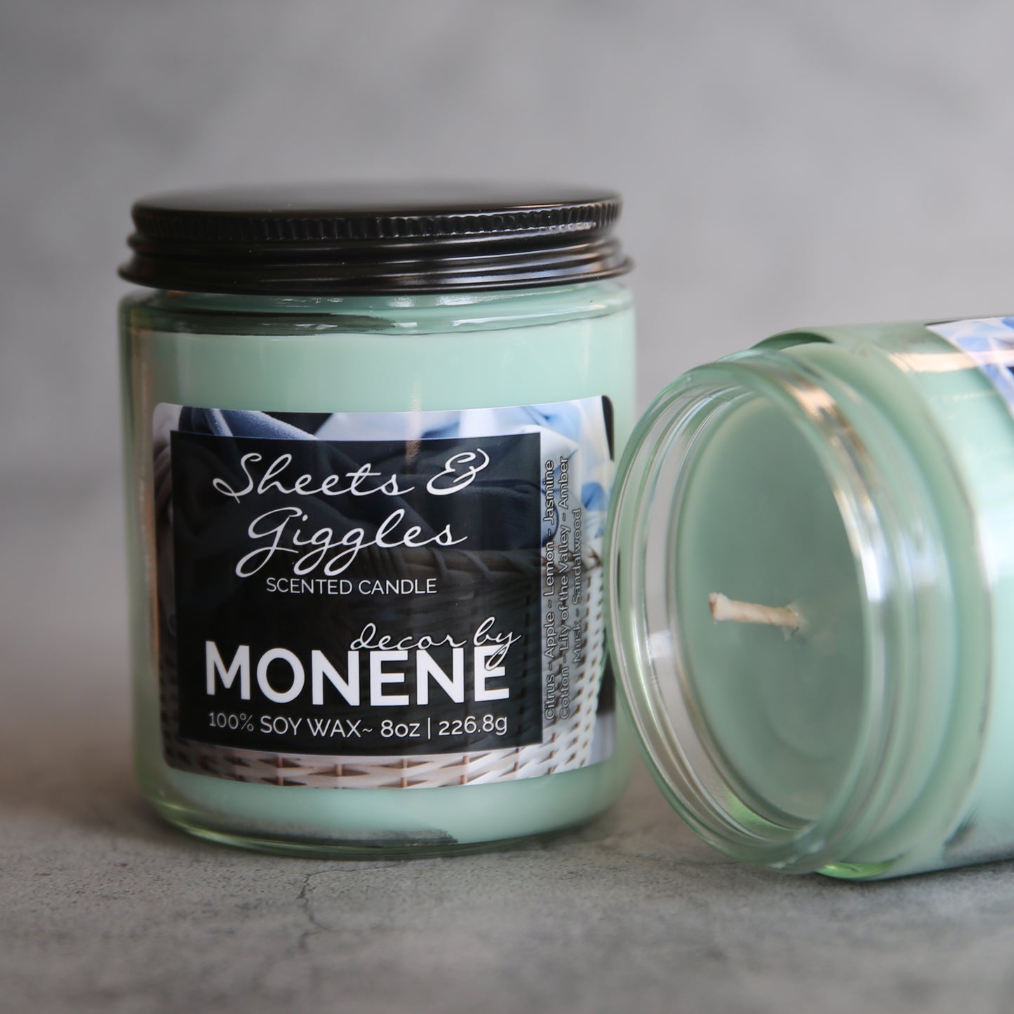 Sheets & Giggles Scented 8oz 100% Soy Wax Candle Glass Jar