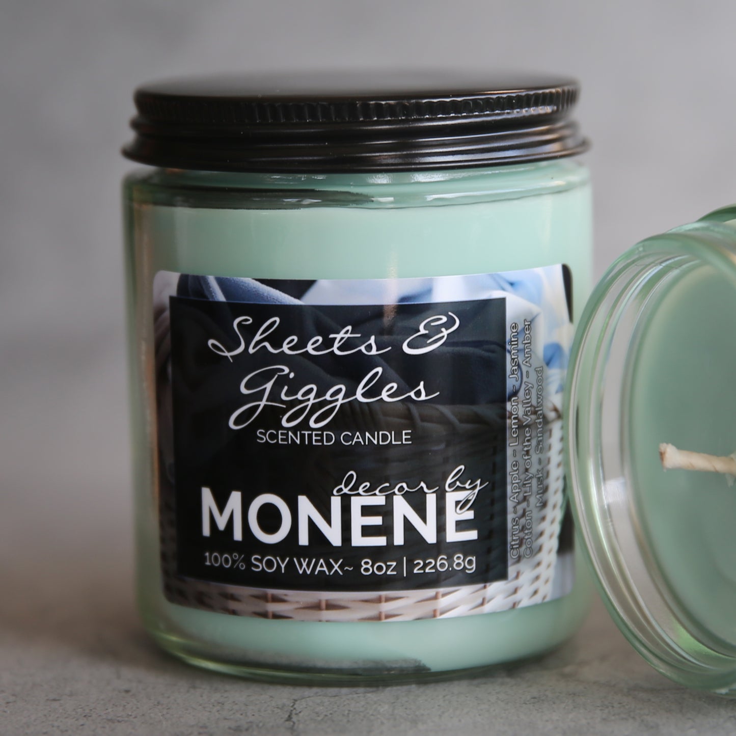 Sheets & Giggles Scented 8oz 100% Soy Wax Candle Glass Jar