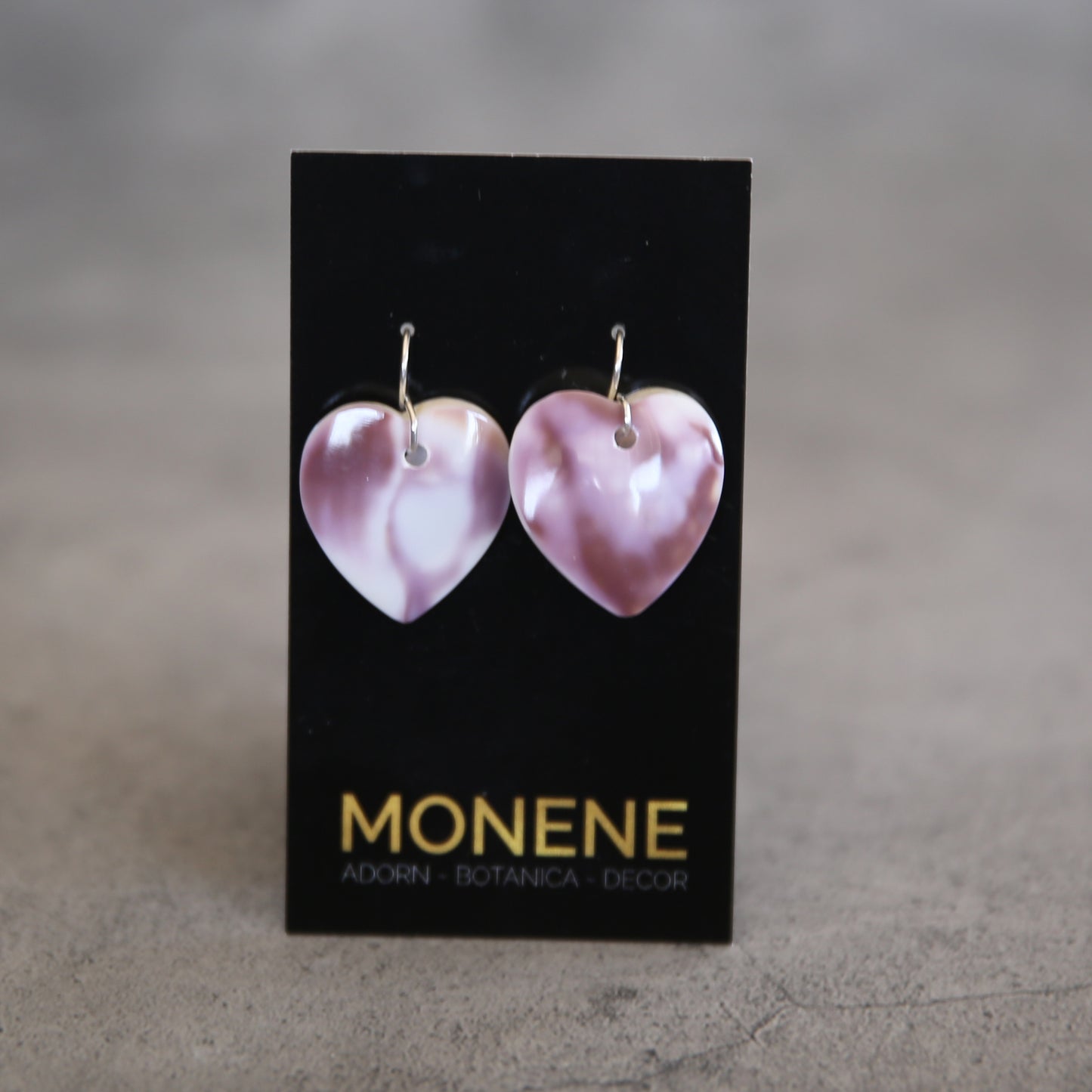 Sterling Two Tone Matrix Lavender Wampum Shell Bead Earrings #1