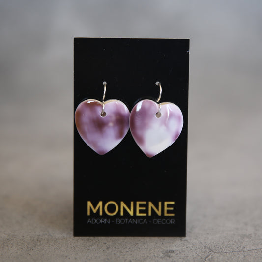 Sterling Two Tone Matrix Lavender Wampum Shell Bead Earrings #3