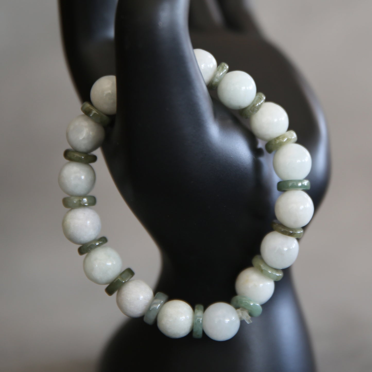 Jade Light and Dark Stretch Bracelet #1
