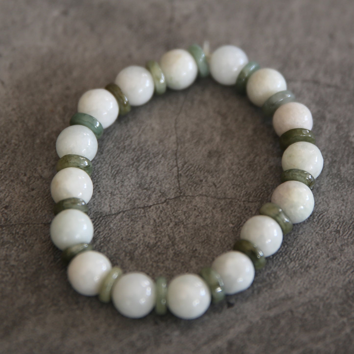 Jade Light and Dark Stretch Bracelet #1