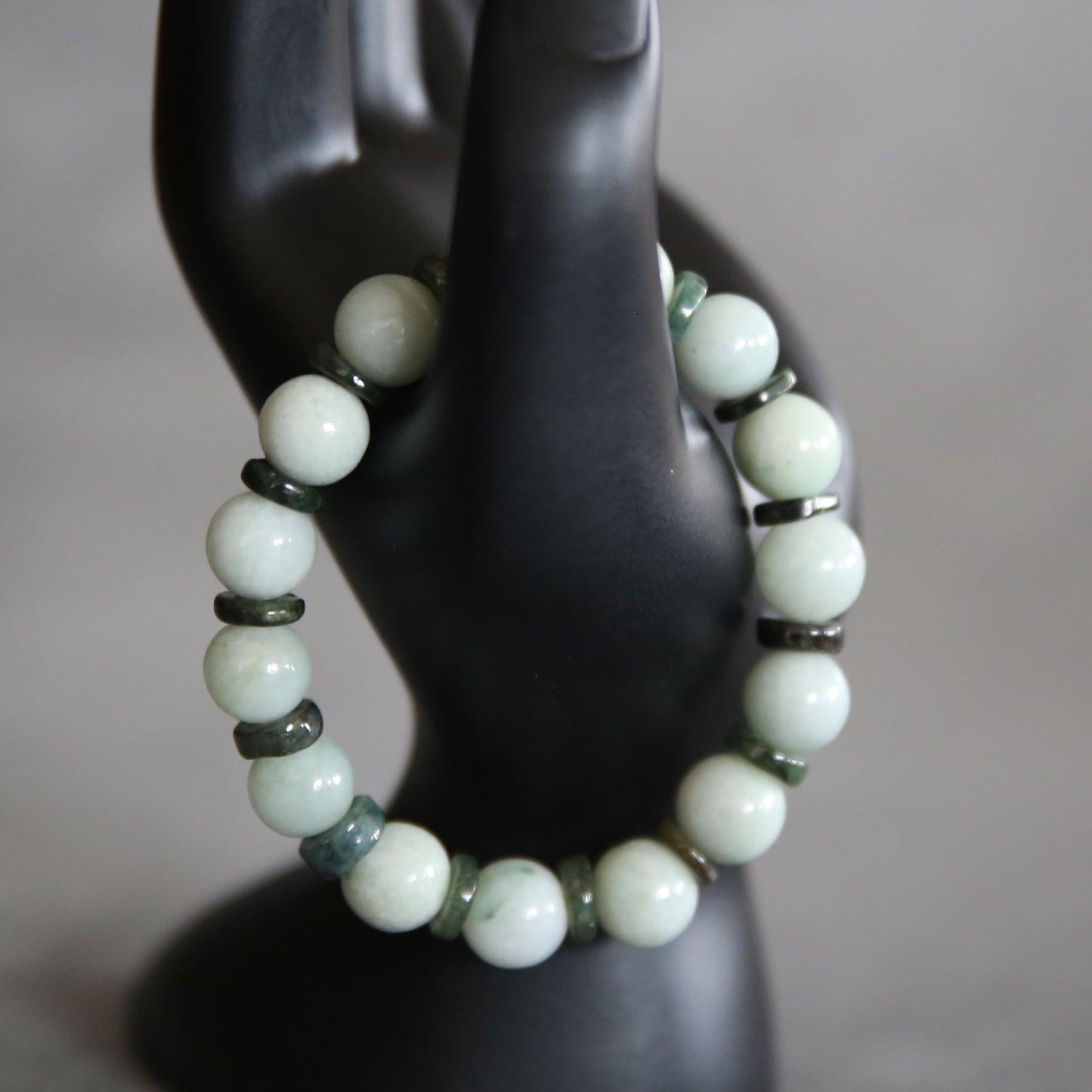 Jade Light and Dark Green Stretch Bracelet #6