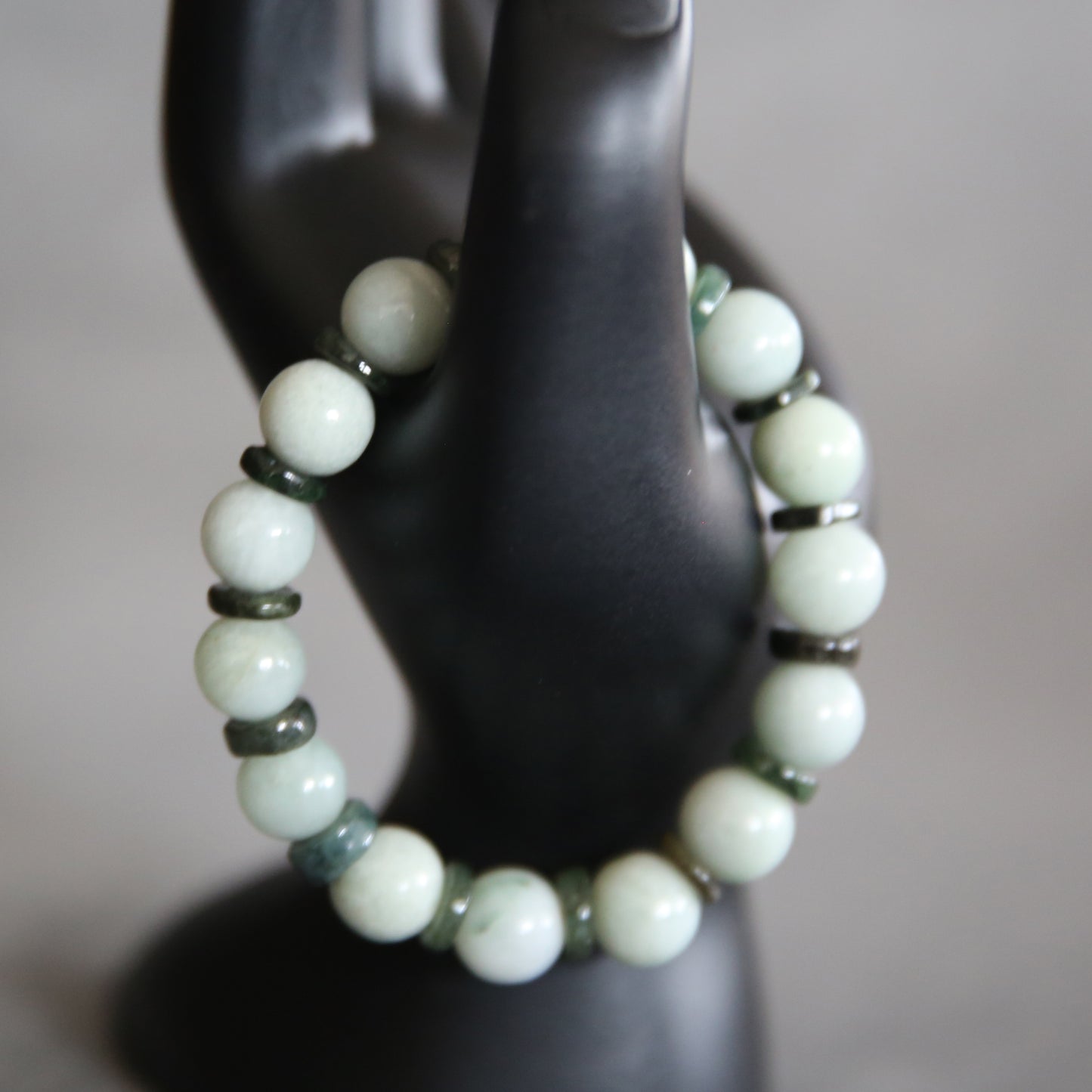 Jade Light and Dark Green Stretch Bracelet #6