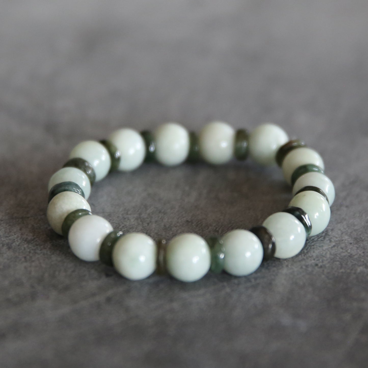 Jade Light and Dark Green Stretch Bracelet #6