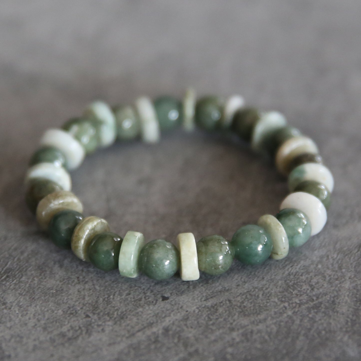 Jade Light and Dark Green Stretch Bracelet #7