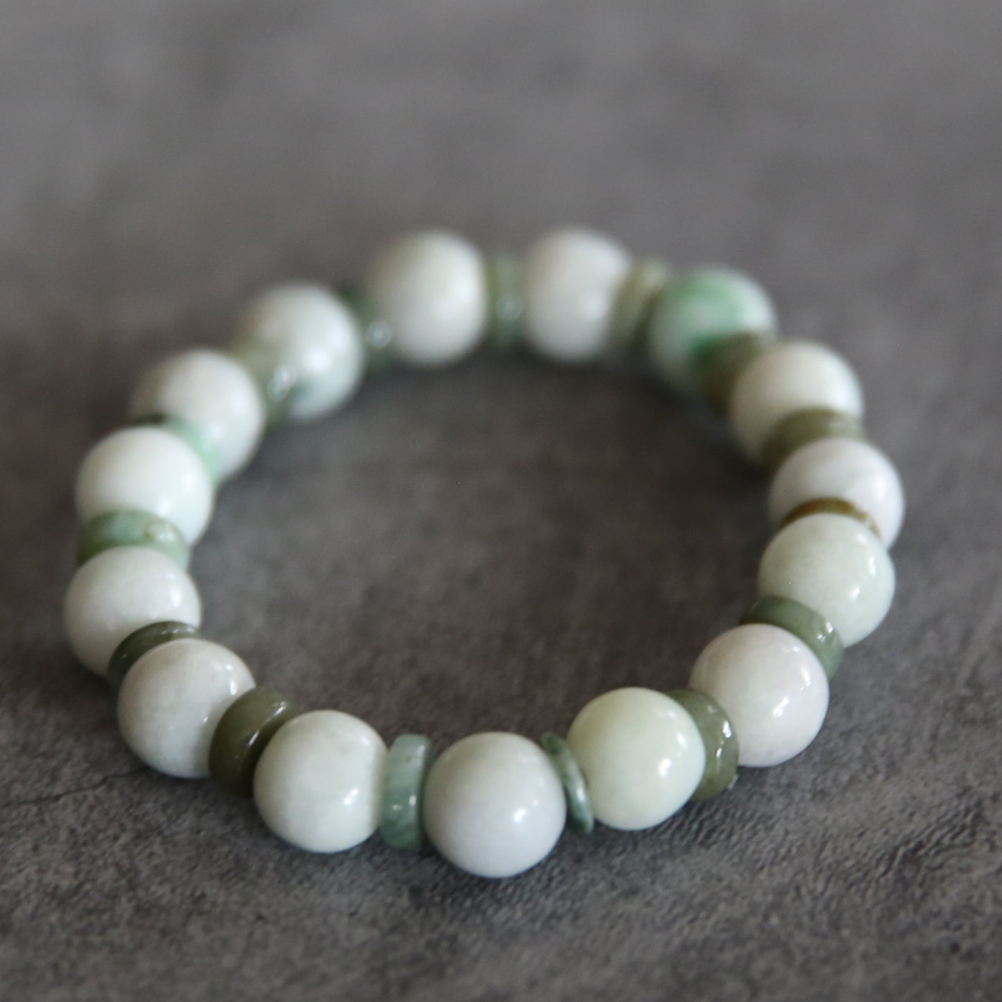 Jade Light and Dark Green Stretch Bracelet #8
