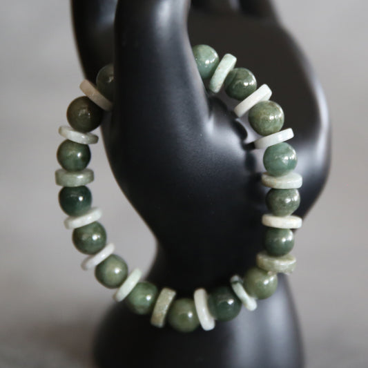 Jade Dark and Light Green Stretch Bracelet #9
