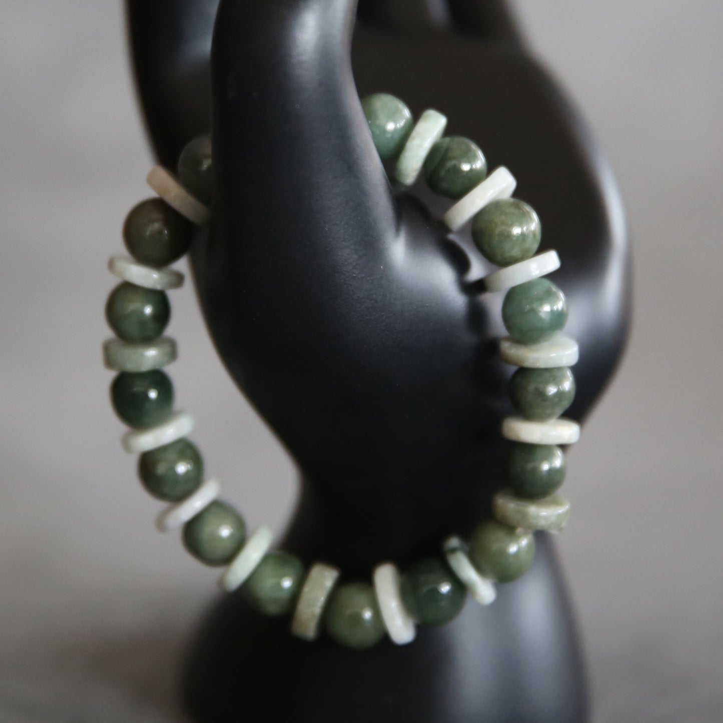Jade Dark and Light Green Stretch Bracelet #9