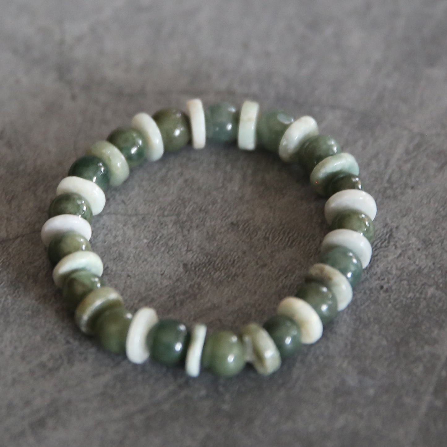 Jade Dark and Light Green Stretch Bracelet #9
