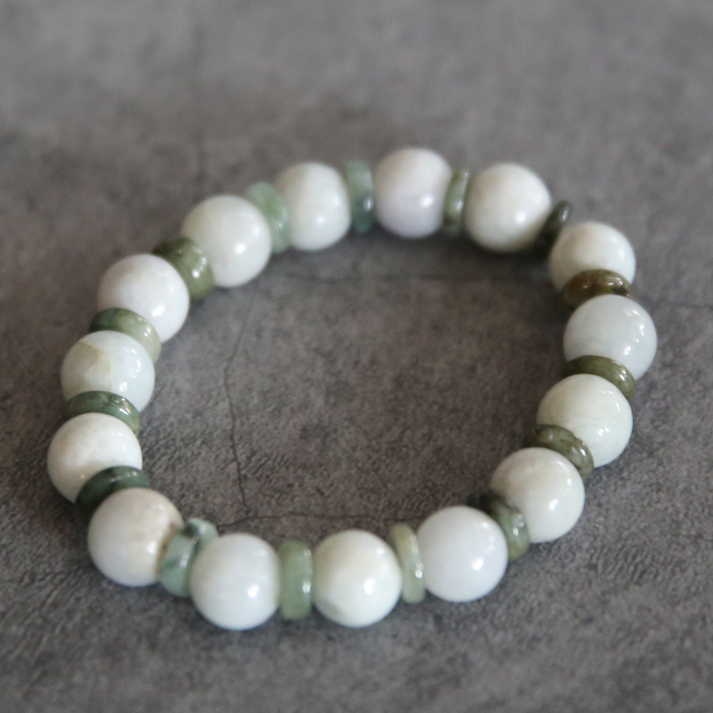 Jade Light and Dark Green Stretch Bracelet #10