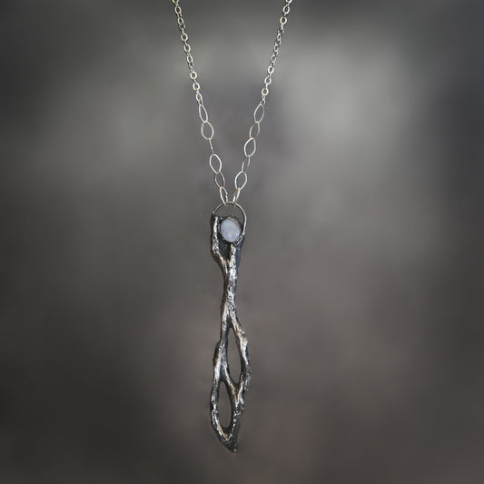 The Goddess Fine Silver Cholla Skeleton Opal Necklace