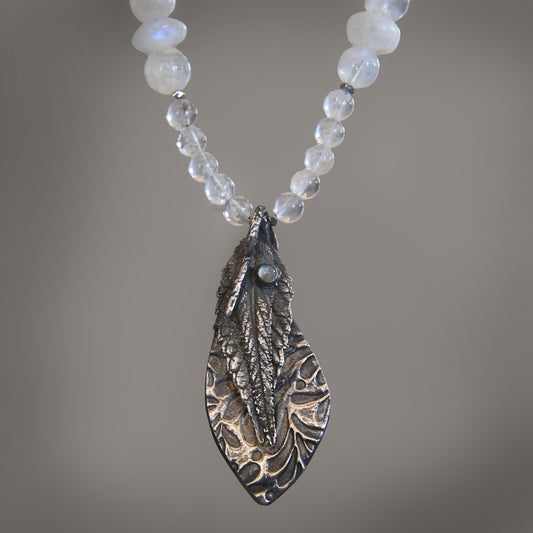 Moonlit Sage Moonstone and Fine Silver Necklace