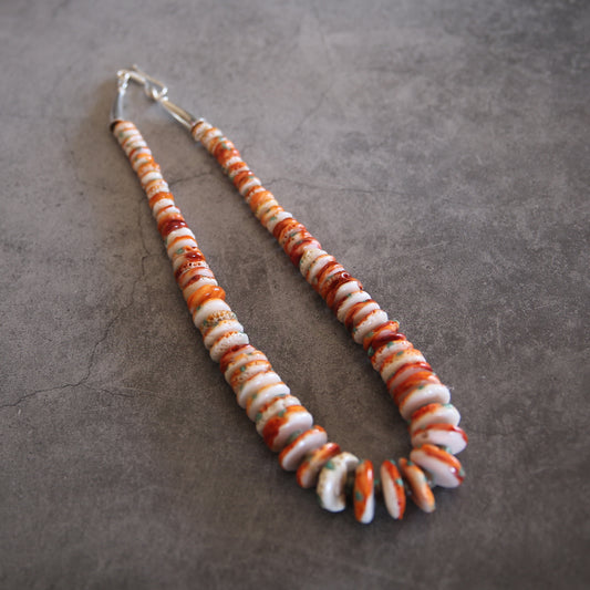 Spiny Oyster and Turquoise Shell Necklace with Sterling Silver