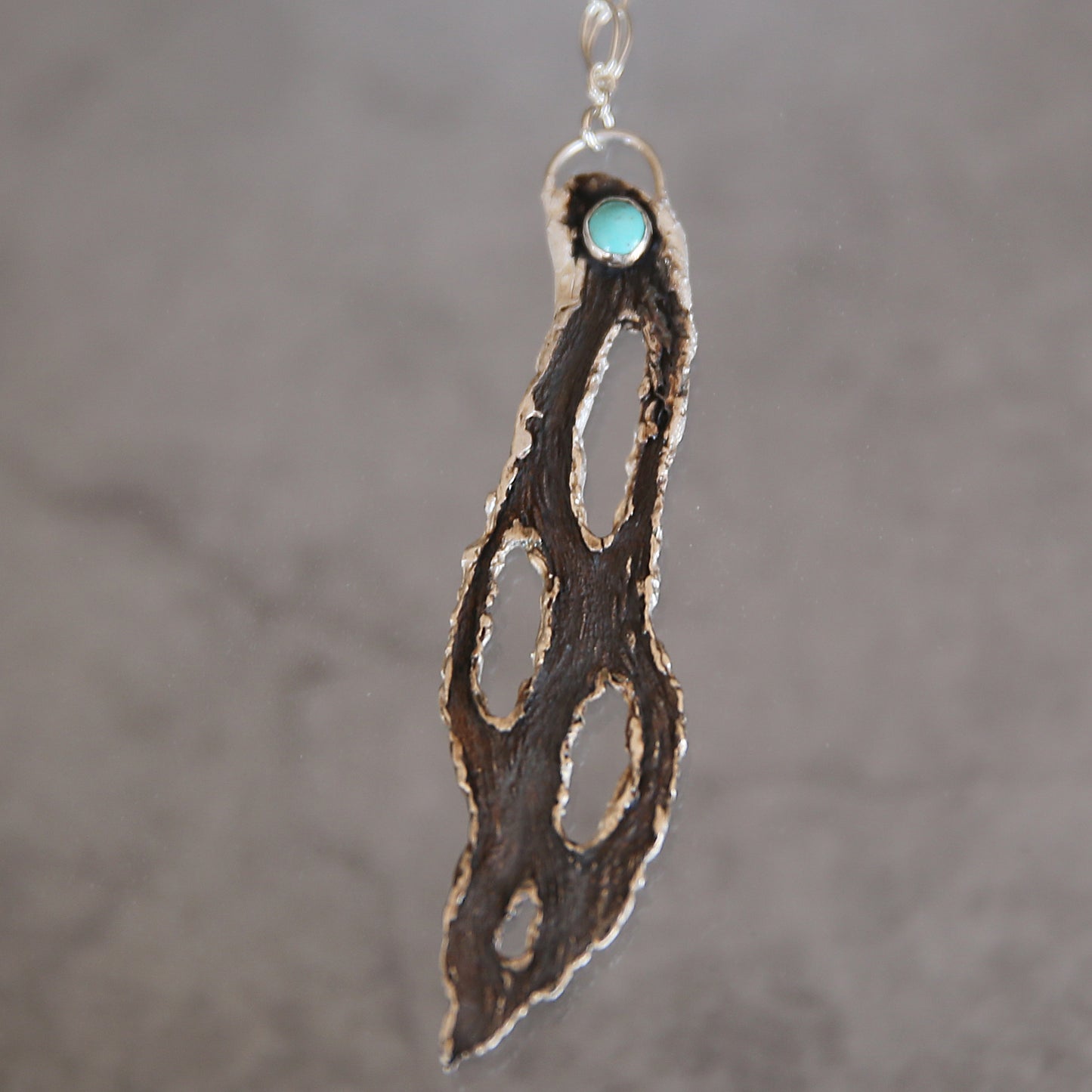 The Desert Talisman Cholla Skeleton Fine Silver and Turquoise Necklace