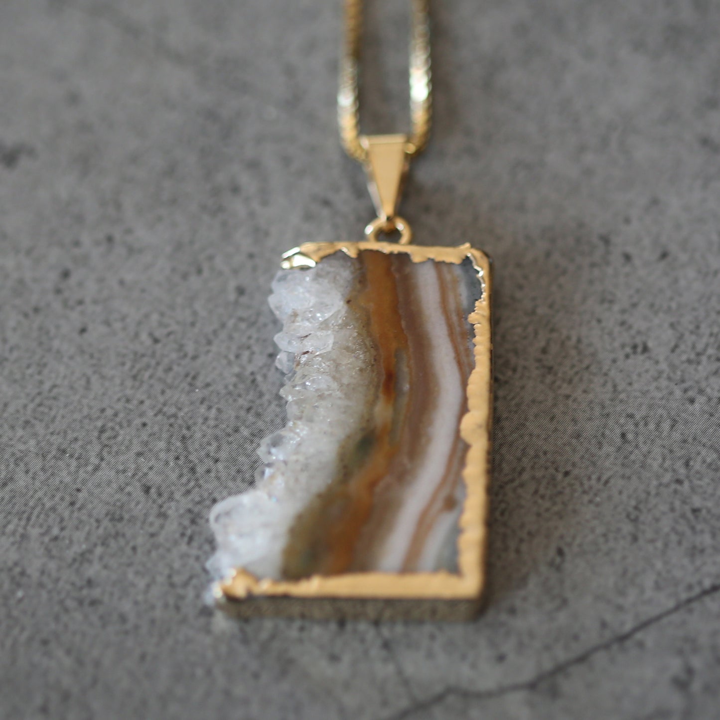 Amethyst Slab Pendant Gold Plated .925 Necklace
