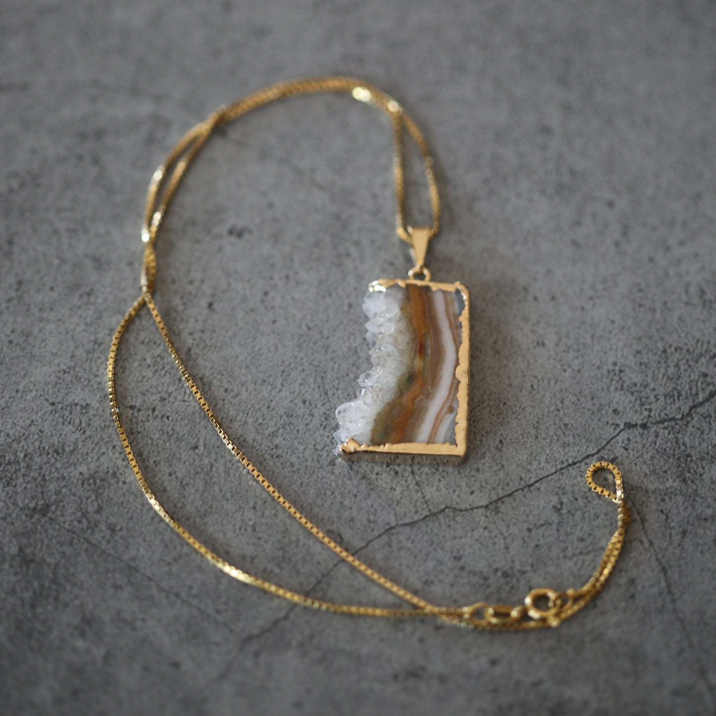 Amethyst Slab Pendant Gold Plated .925 Necklace