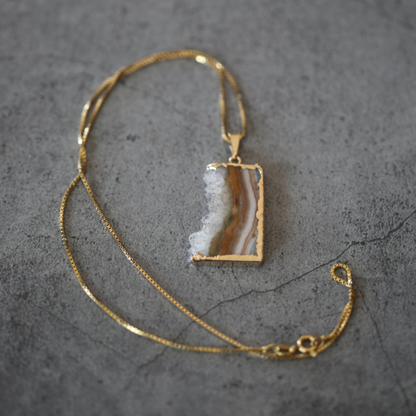 Amethyst Slab Pendant Gold Plated .925 Necklace