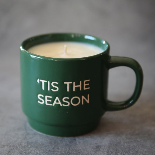 Snowfall Scented Upcycled Mug Candle