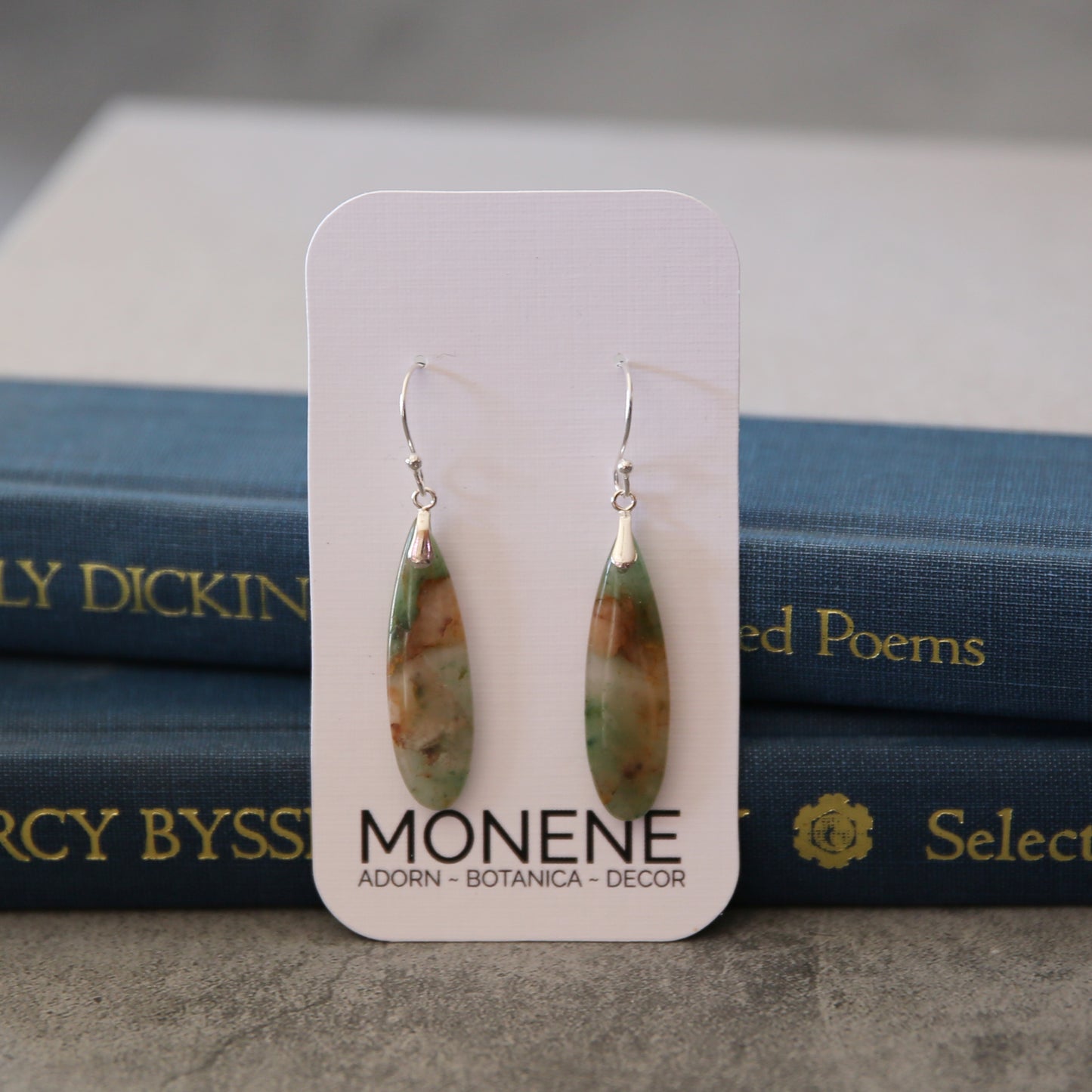 Green Jade and Sterling Earrings