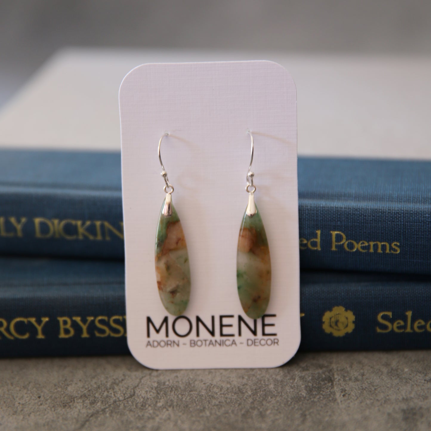 Green Jade and Sterling Earrings