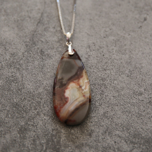 "Whispering Earth" Mexican Agate and Sterling Necklace