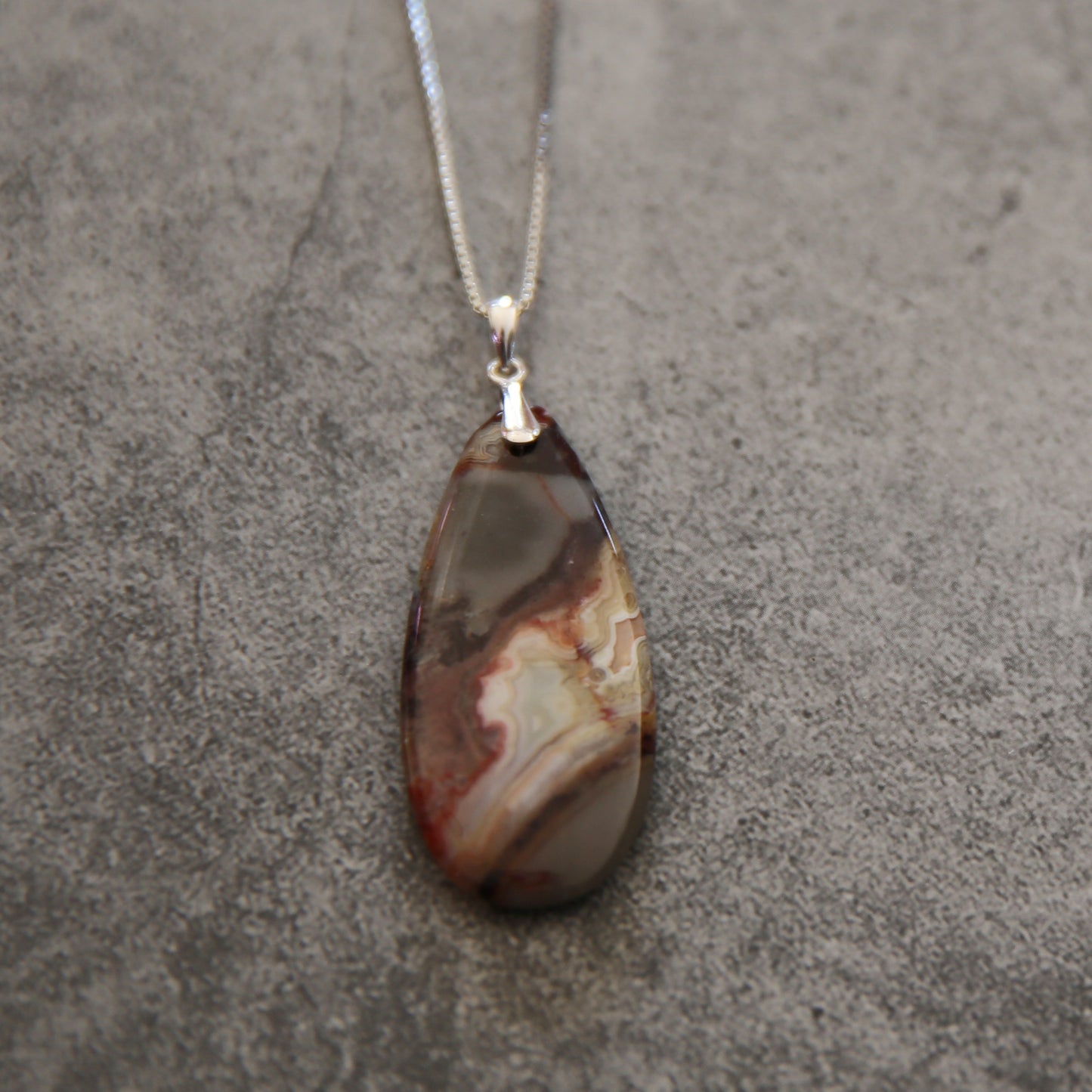 "Whispering Earth" Mexican Agate and Sterling Necklace