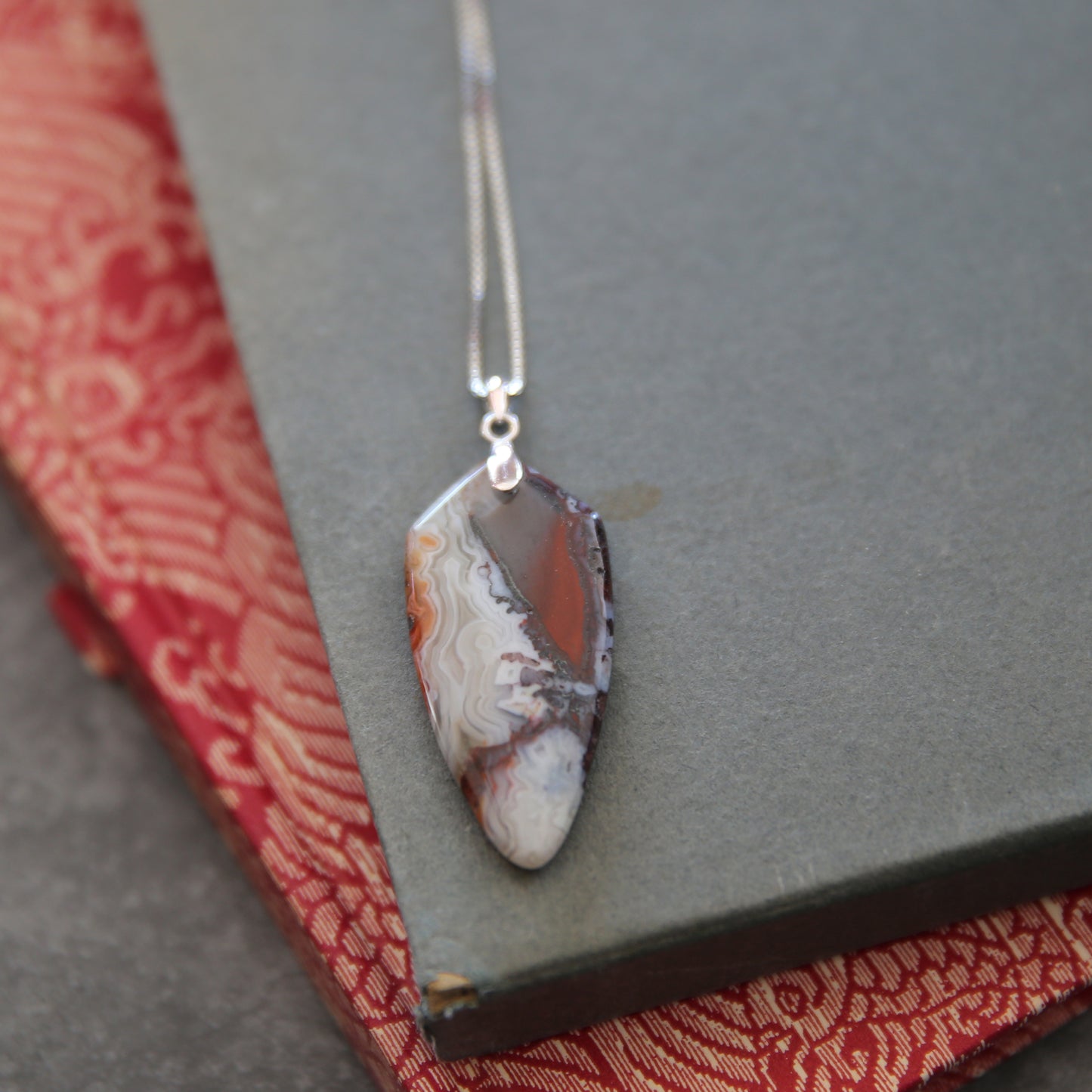 "Desert Mirage" Mexican Agate and Sterling Necklace