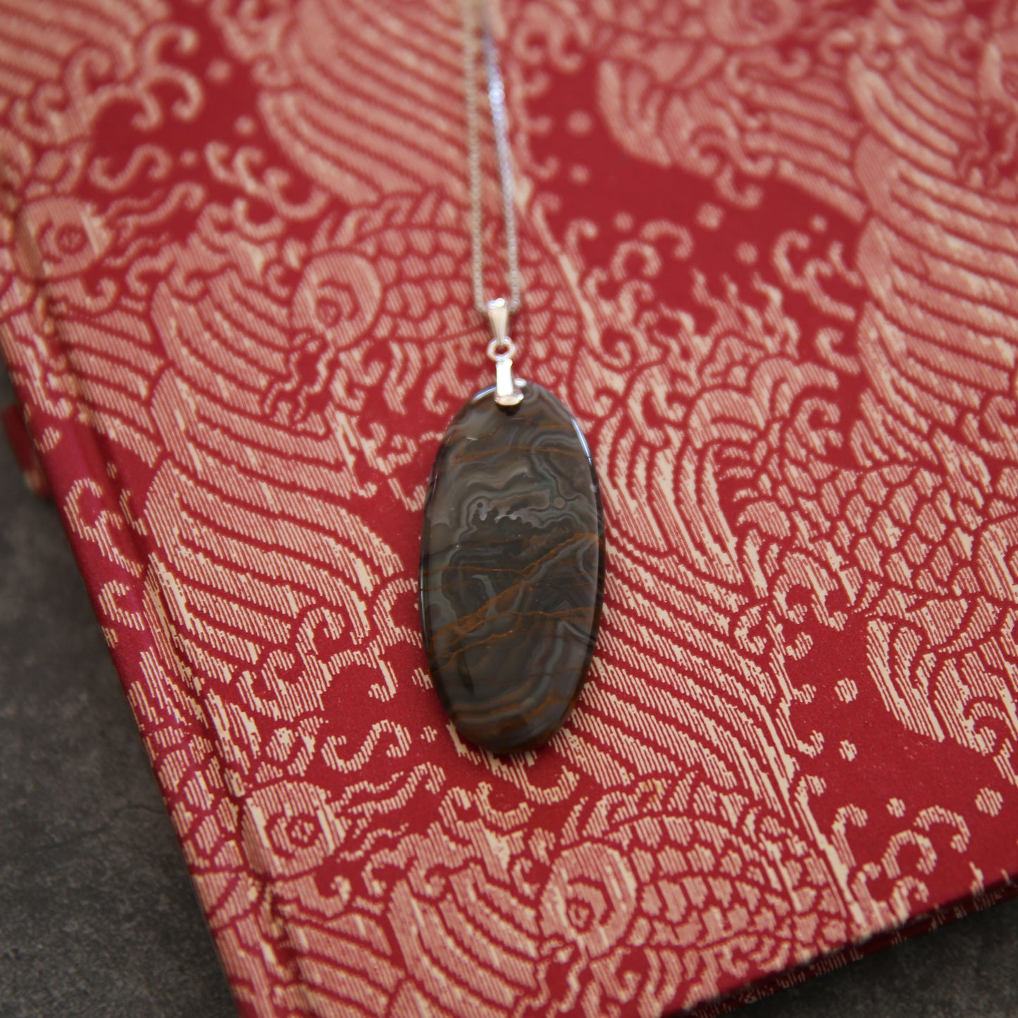 "Storm Veil" Mexican Agate and Sterling Necklace