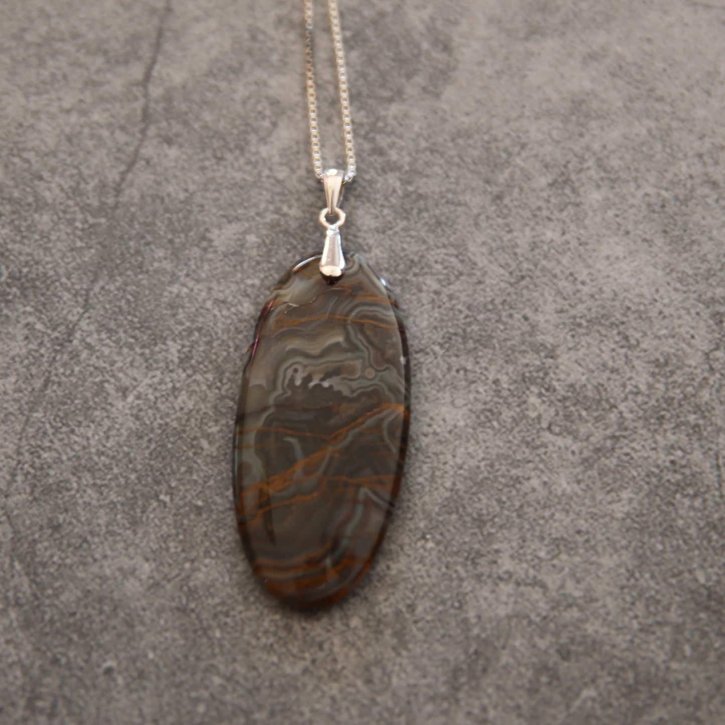 "Storm Veil" Mexican Agate and Sterling Necklace