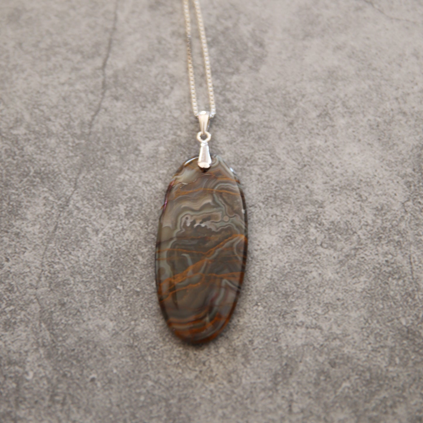"Storm Veil" Mexican Agate and Sterling Necklace