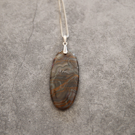 "Storm Veil" Mexican Agate and Sterling Necklace