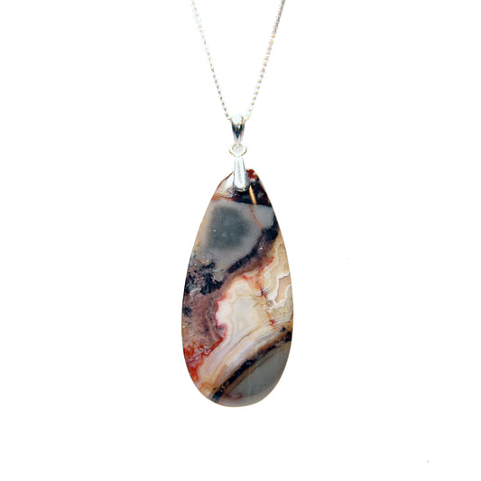 "Whispering Earth" Mexican Agate and Sterling Necklace