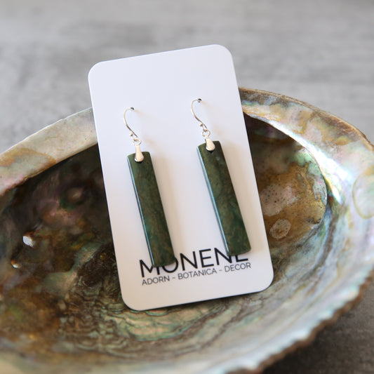 African Dark Green Jade and Sterling Silver Earrings