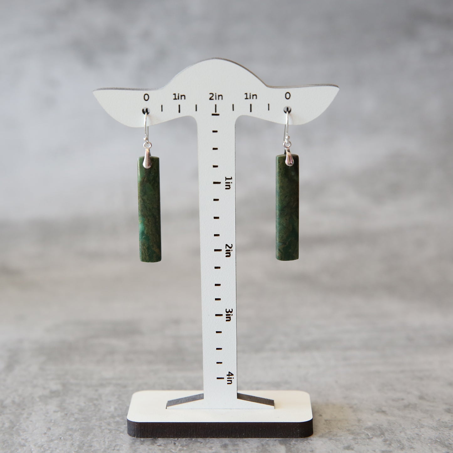 African Dark Green Jade and Sterling Silver Earrings