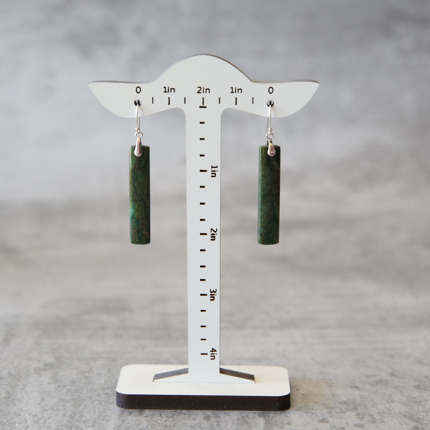 African Dark Green Jade and Sterling Silver Earrings