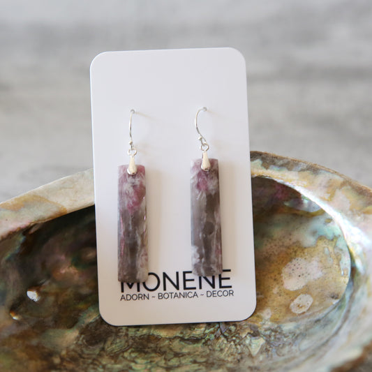 Blushed Quartz Dark | Pink Tourmaline and Sterling Earrings
