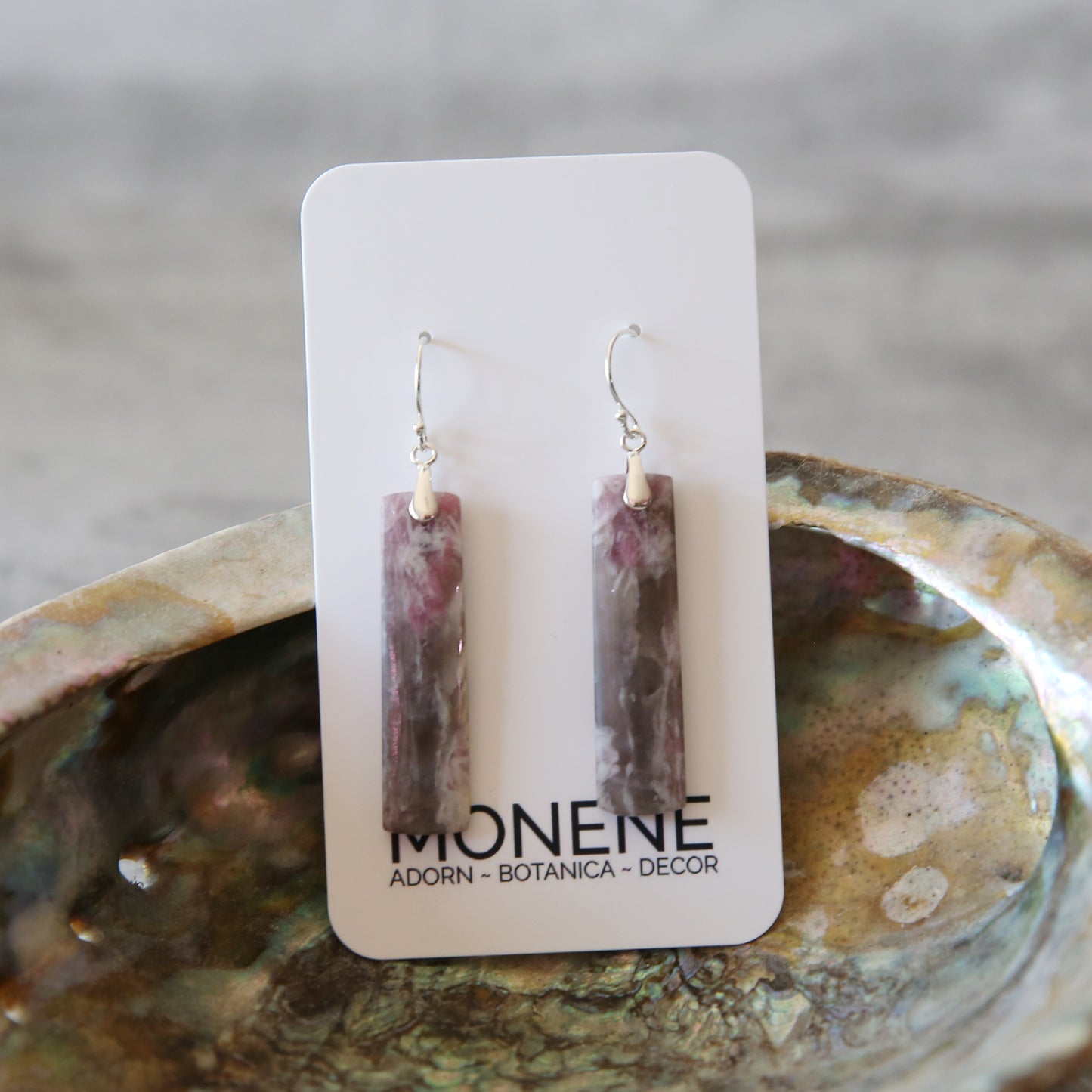 Blushed Quartz Dark | Pink Tourmaline and Sterling Earrings