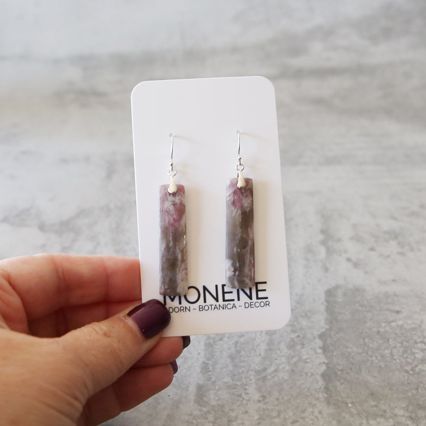 Blushed Quartz Dark | Pink Tourmaline and Sterling Earrings