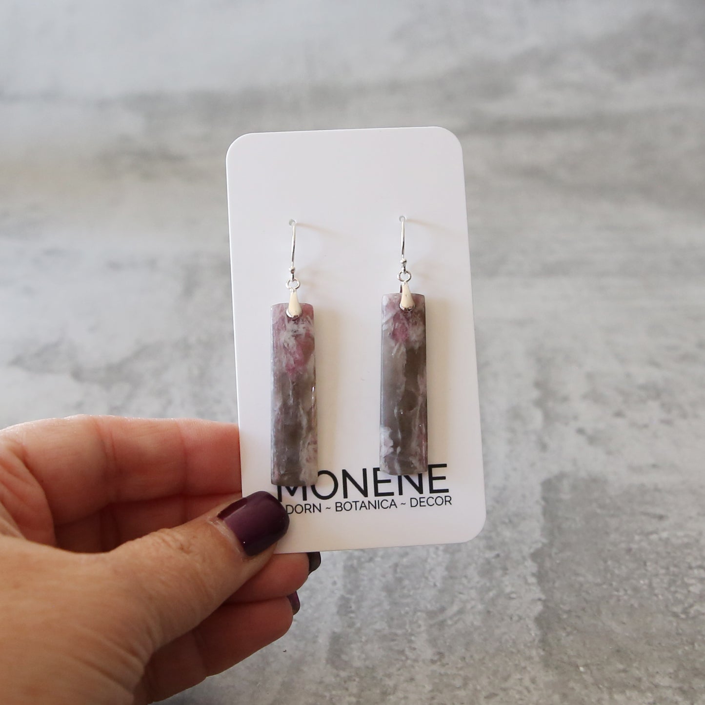 Blushed Quartz Dark | Pink Tourmaline and Sterling Earrings