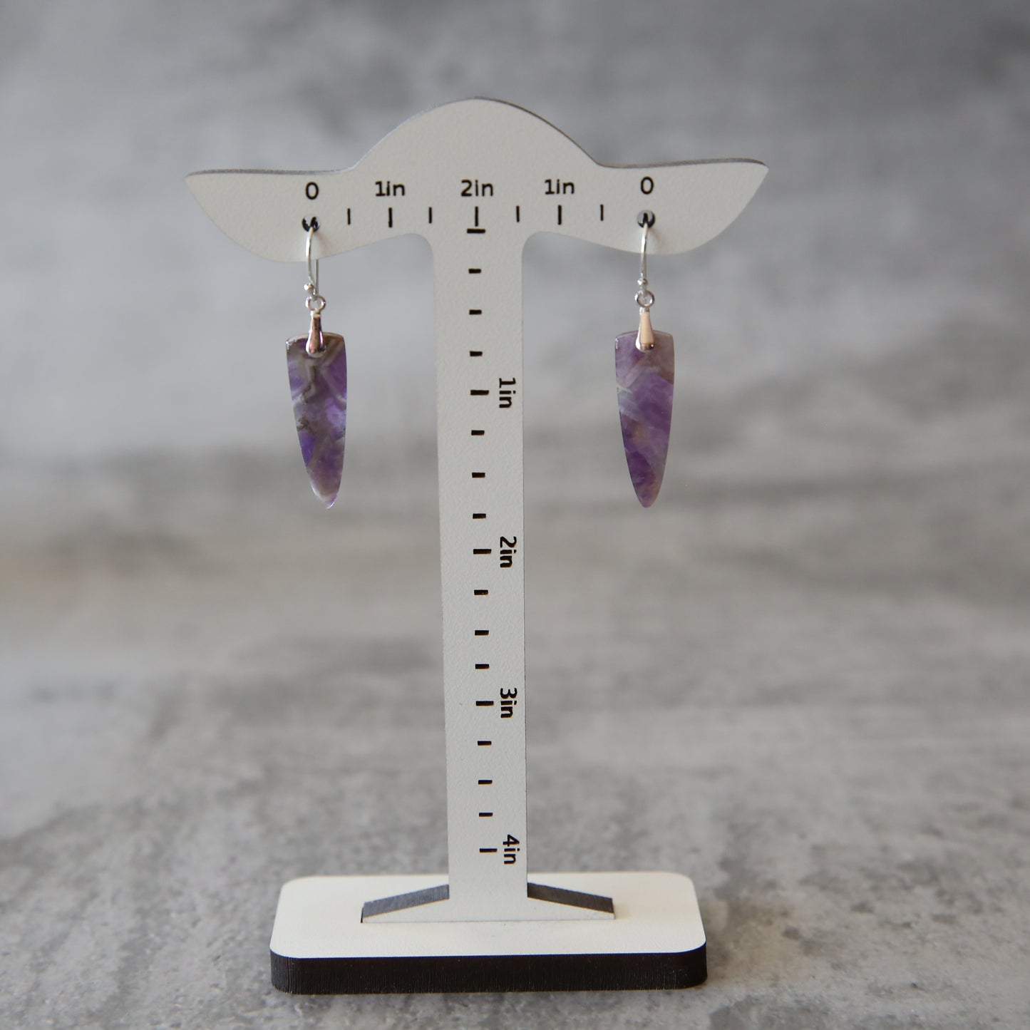 Amethyst Agate and Sterling Silver Earrings