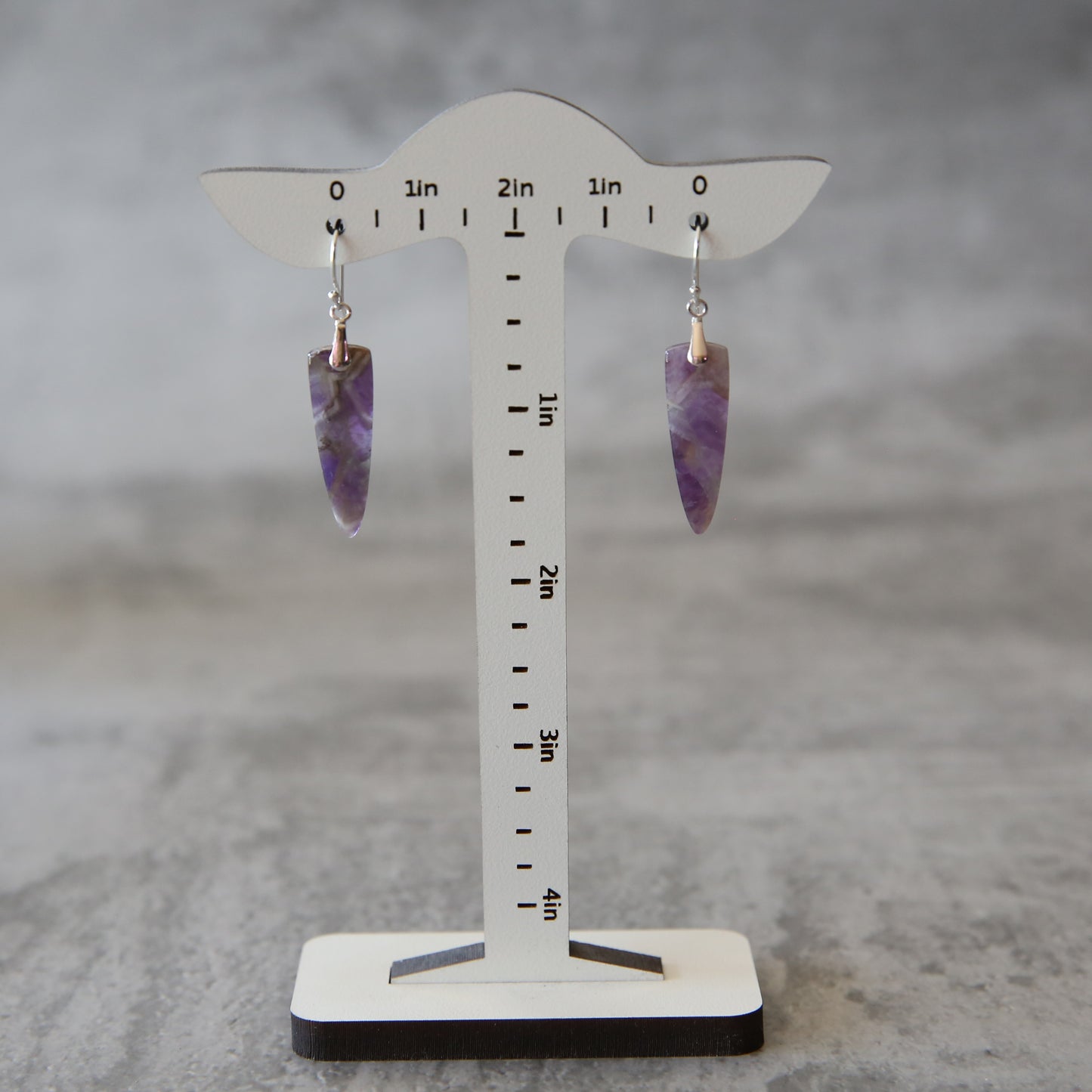 Amethyst Agate and Sterling Silver Earrings