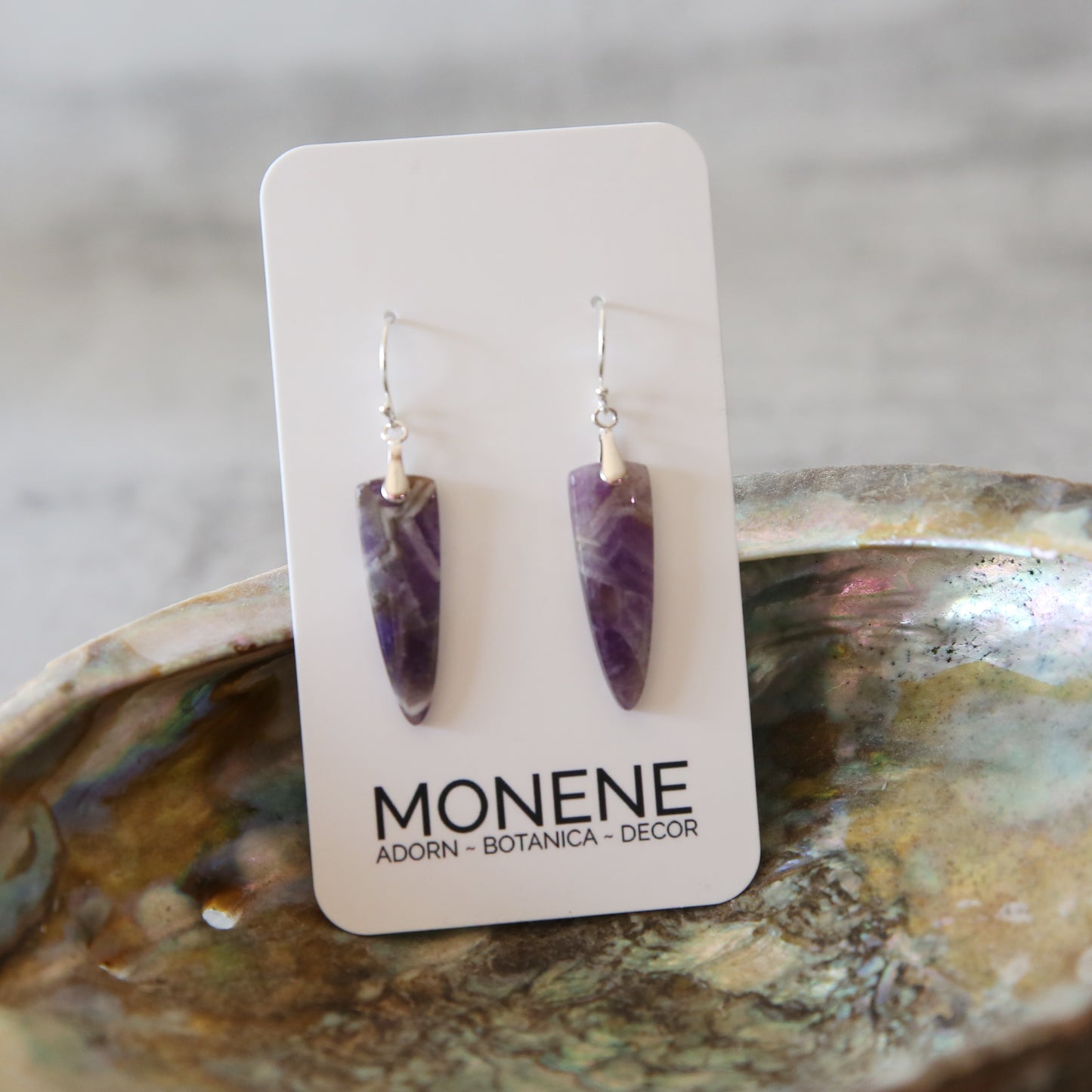 Amethyst Agate and Sterling Silver Earrings