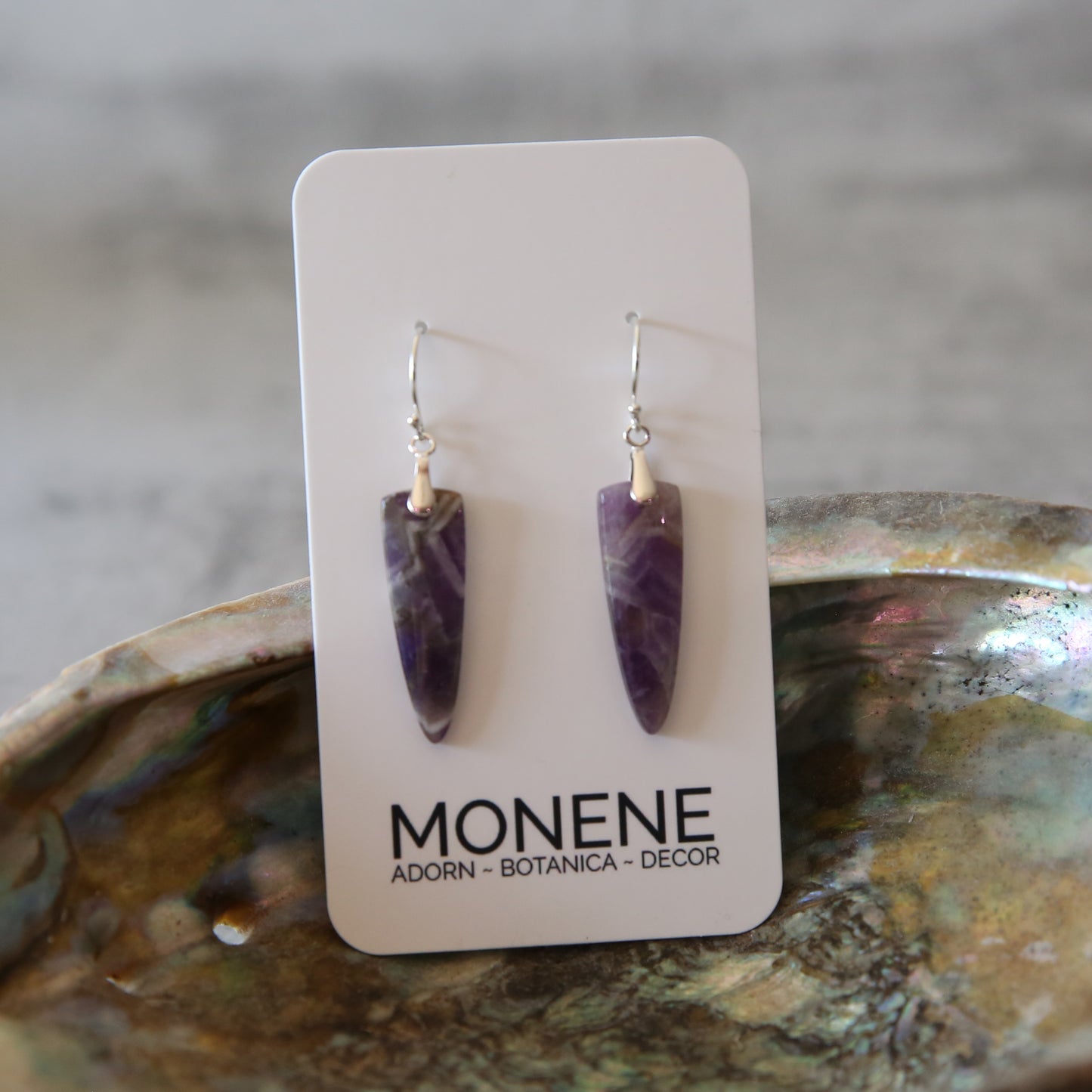 Amethyst Agate and Sterling Silver Earrings